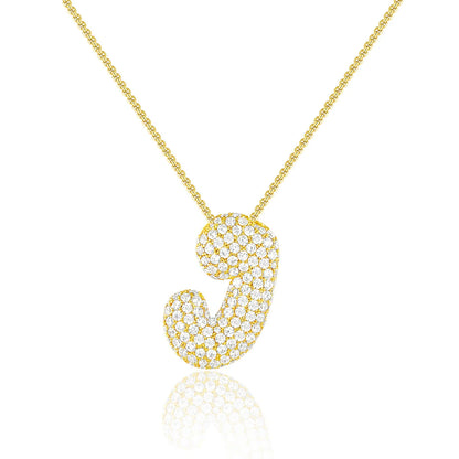 14K Gold Plated Bubble Letter Necklace