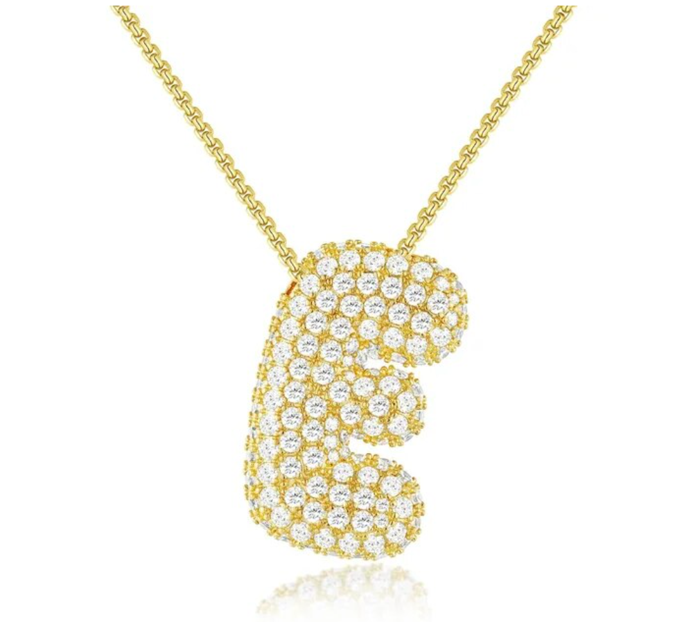 14K Gold Plated Bubble Letter Necklace
